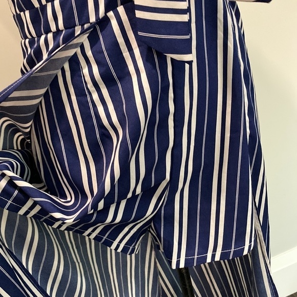 NAVY Blue and White Striped Maxi Romper with Cut-Out Sz Large - Picture 13 of 17